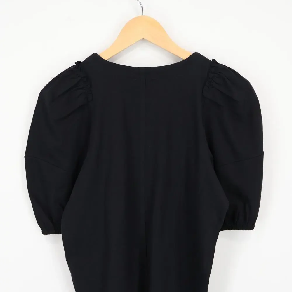 Madewell Puff Sleeve Cotton Tee Jet Black Size XS NWT